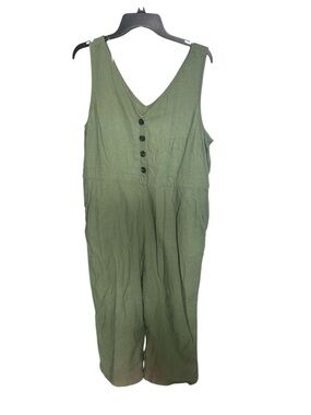 Sleeveless Sage Green Button-Front Jumper. Size XL